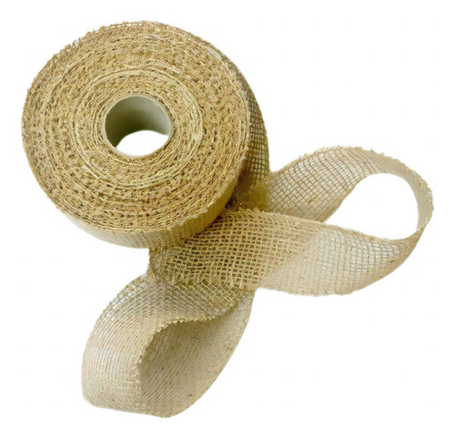 Rolo Fita De Juta Natural C/fios Dourado 4,5 Cm Peça C/ 9,5m Cor Cáqui