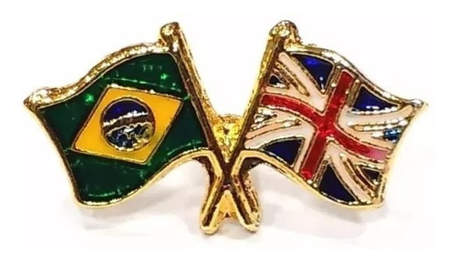 Kit 10 Bótom Pim Bandeira Brasil X Reino Unido Inglaterra