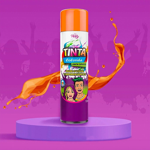 Tinta Laranja Spray Temporária Alegria Para Cabelo Lavável