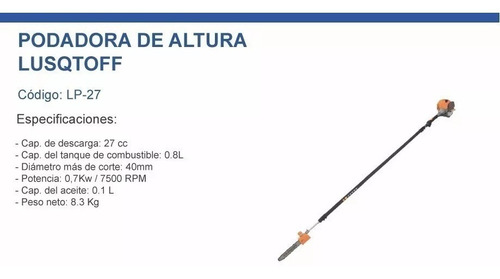 Podadora De Altura Profesional Uso Intensivo Lusqtoff Lp-27