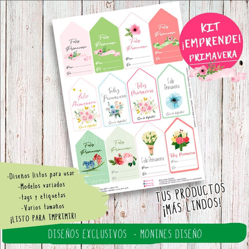 Kit Imprimible Feliz Primavera /  Flores Y Cactus Etiquetas