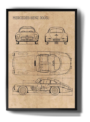 Quadro Decorativo Mercedes Benz 300sl Carro Arte