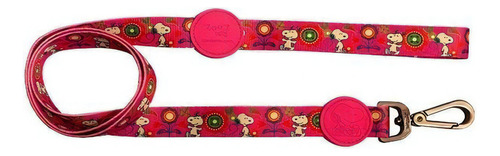 Guia Para Cachorro Snoopy Pink Flower Mosquetão 1,20m 315kg