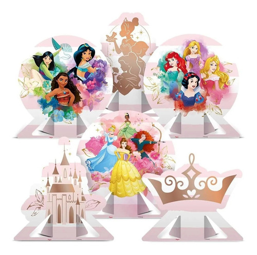 Decoração Display De Mesa Princesas Disney Festa 6 Unidades