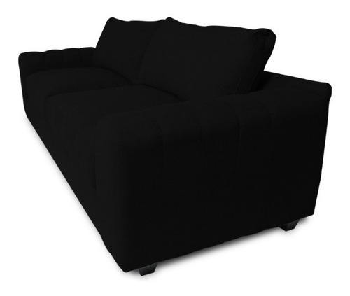 Sofá Briana 2 Cuerpos Chenille Tipo Lino Negro