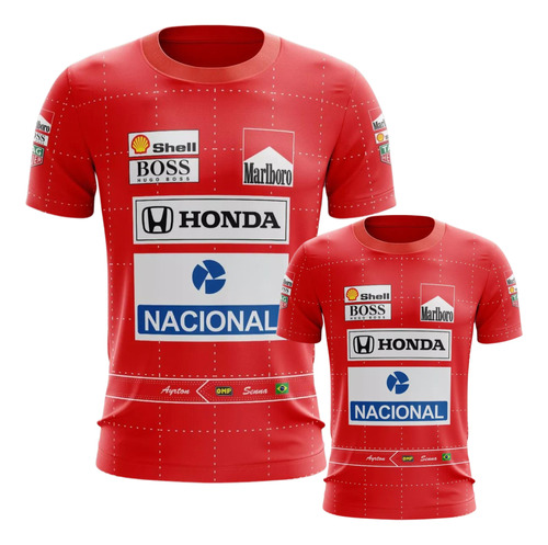 Kit Camiseta Pai E Filho Ayrton Senna Formula 1 Corrida F1