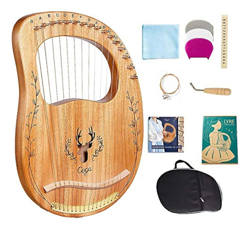 Lyre Harp, 16 Cuerdas Caoba Madera Maciza Cuerda De Metal In