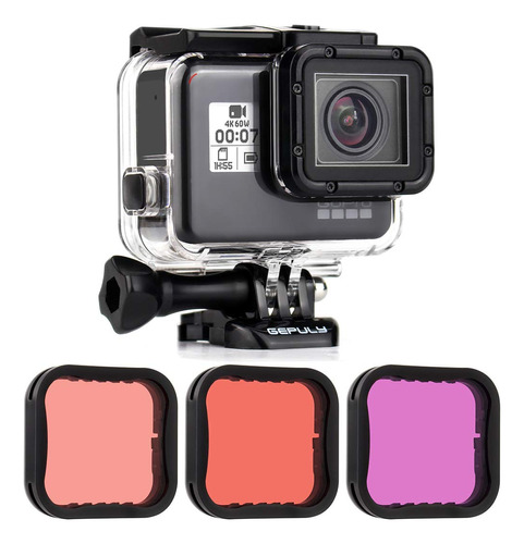 Gepuly Carcasa Impermeable Con Filtro De Buceo Para Gopro H.