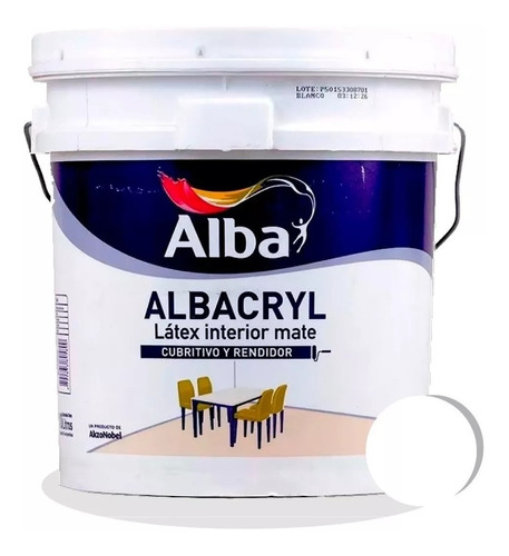 Albacryl Pintura Latex Interior Blanco 20 Lts. Alba - Iacono