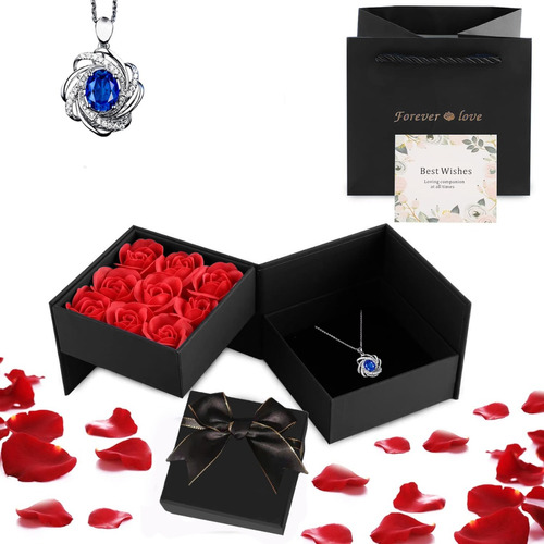 Rosa Eterna Mejor Regalo Caja Doble + Collar