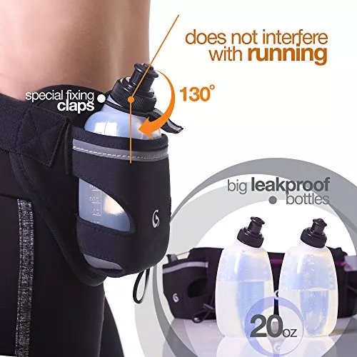  Cinturón de hidratación para correr con botellas, cinturones de  agua para mujeres y hombres, cinturón de iPhone para cualquier tamaño de  teléfono, bolsa de cintura de maratón de combustible para corredores
