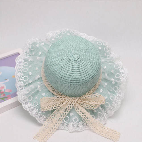 Sombrero Paja Con Encaje De Ala Ancha De Verano Para Niñas