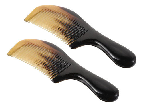 2pcs Black Flower Horn Comb Ox Horn Comb Salon Scraping Mass