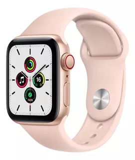 Apple Watch SE (GPS + Cellular, 40mm) - Caja de aluminio color oro - Correa deportiva Rosa arena