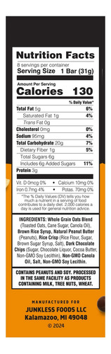 Junkless 8 Barras De Granola Peanut Butter - Chocolate Chip