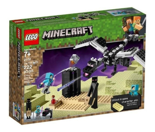 Imagem 2 de 2 de Blocos de montar Lego Minecraft The end battle 222 peças em caixa