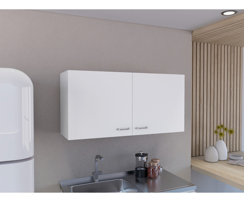 Gabinete Superior De Cocina Napoles Blanco 100x49cm Con Dos