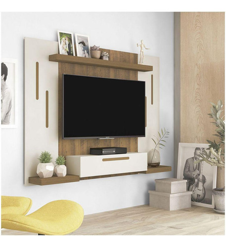 Painel De Tv Suspenso Artely Tv Até 50'' Off White/pinho