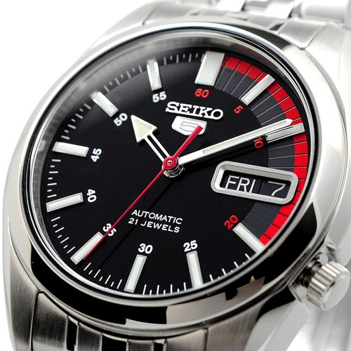 Reloj Seiko 5 Automático 21 Rubies Snk375k1 Hombre Liniers Color Del Fondo Negro