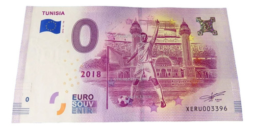 #107 Billete 0 Euro Tunez Mausoleo Borguiba Futbol Mundial