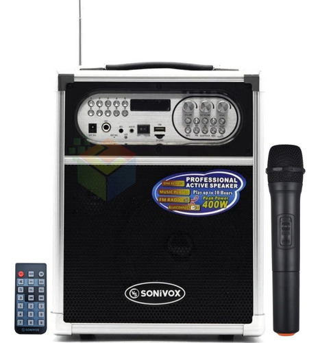Parlante Portátil Profesional Sonivox 400w Bluetooth Vs-1455 Color Negro