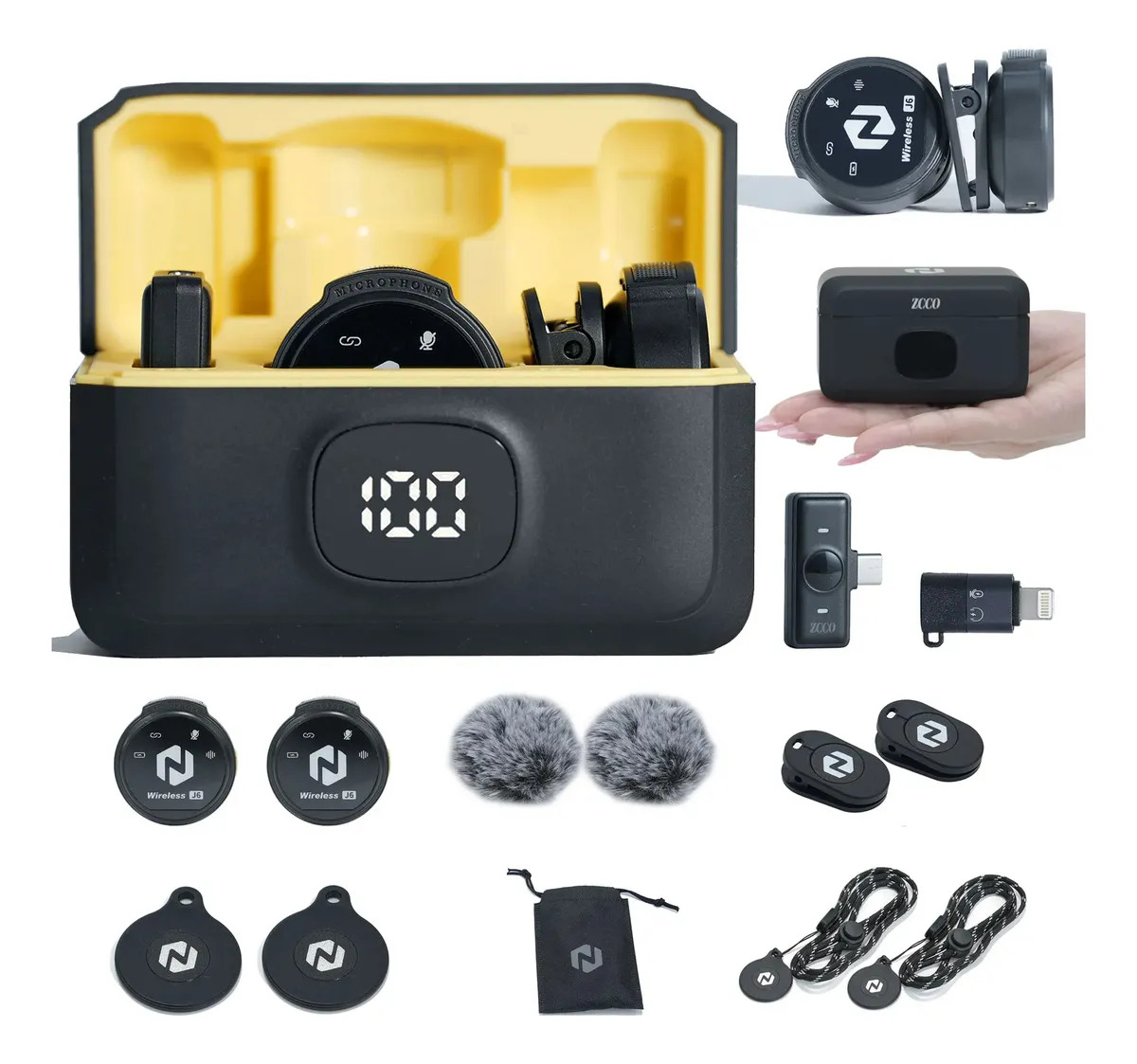 Microfone Lapela Zcco J6 Sem Fio Magnético C/ Estojo Type C - Universal para Android e para Apple — R$ 258,00 em Mercado Livre, 28% OFF