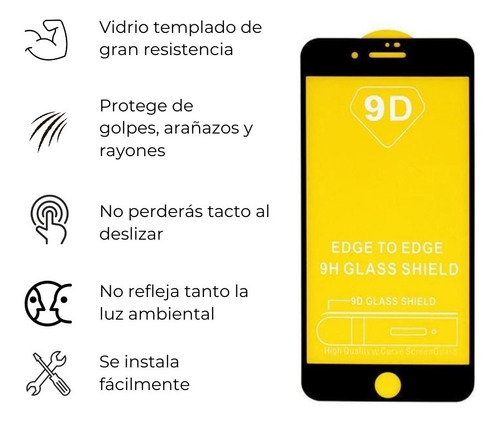 Imagen 2 de 5 de Mica De Cristal Templado 9d Para iPhone