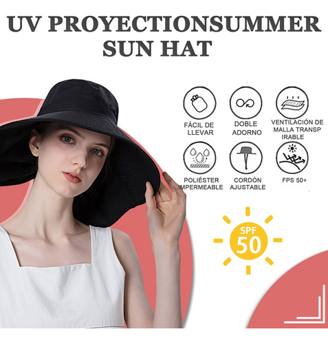 Sombrero Para Sol Gorras Mujer Playa Visera Protección Uv