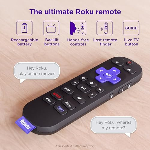 Roku Voice Remote Pro: Controlador Recargable Con Voz Y Luz