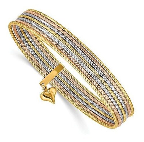 Ra, Brazalete Para M Solid 14k Blanco Amarillo Y Rosa Tres C