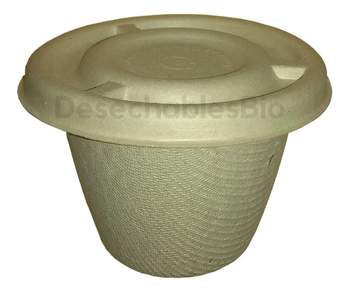 Imagen 1 de 5 de 50 Vasos Souffle Con Tapa 4 Oz Biodegradable Bagazo De Trigo
