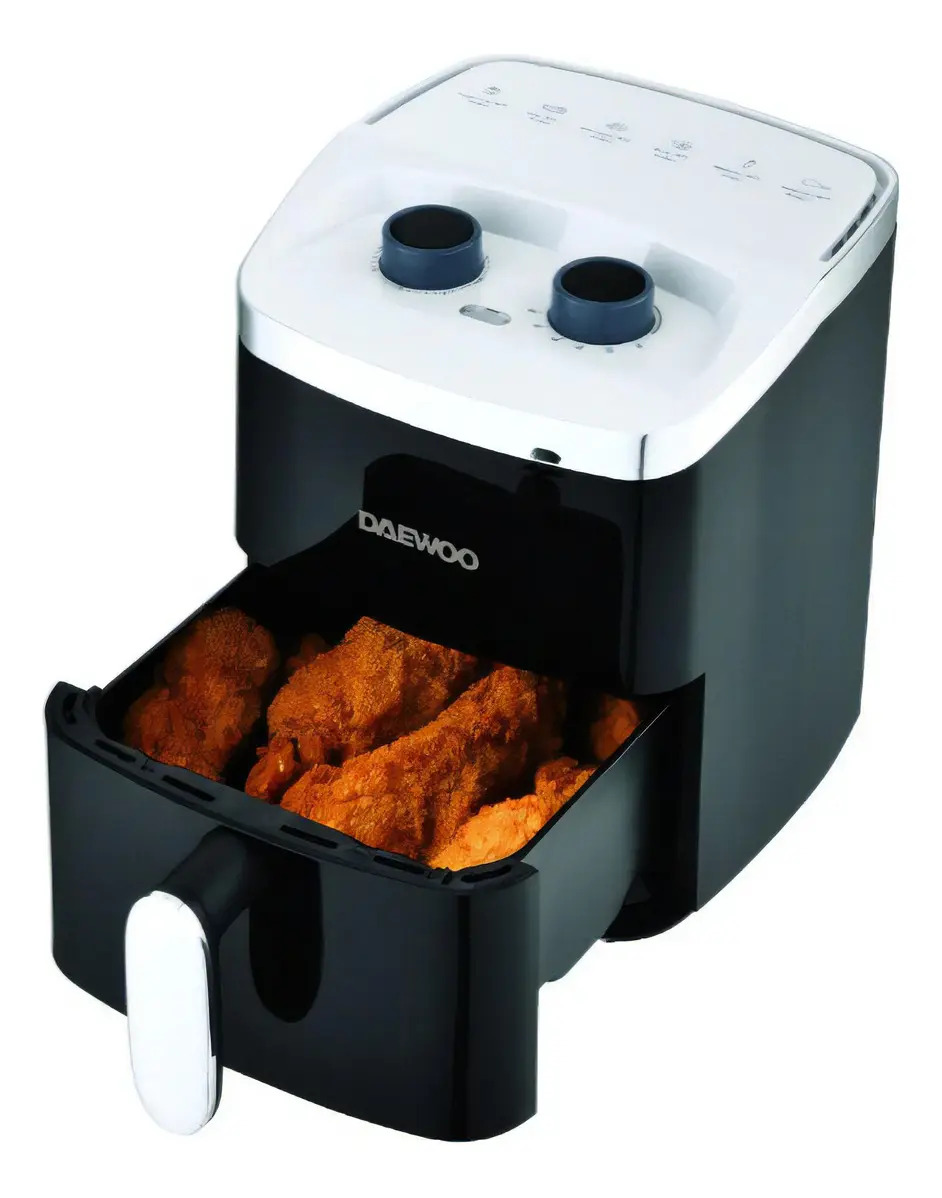 Freidora Aire Daewoo 2.5lts 1000w Temperatur Regulable Timer Color Negro