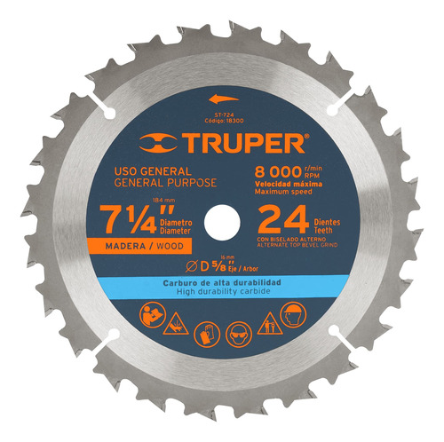 Sierra Circular 7-1/4 24 Dientes Centro 5/8 18300 3 Pzs