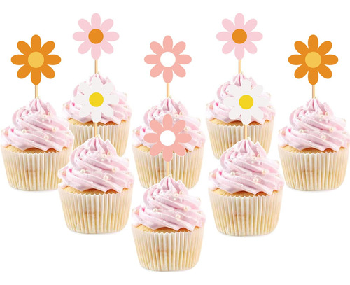 E-asum 24 Adornos De Margaritas Para Cupcakes, Decoraciones