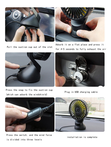 Ventilador Usb H Para Coche, Parabrisas, Escritorio, 360 Gra
