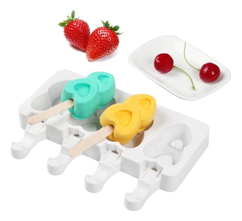 5 Moldes Silicona 4 Cavidades Paletas Hielos Artesanales Color Surtidos