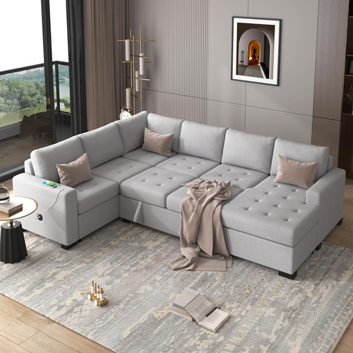 Sectional Sleeper Sofa With Pull-out Bed And Lounge Chair, 1