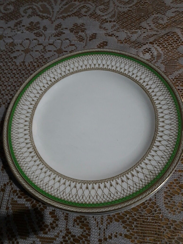 Plato De Decoración Antiguo En Porcelana Inglesa Sellado