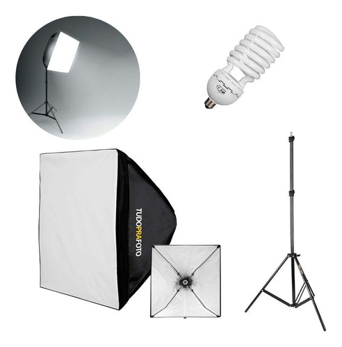 Softbox 40x40 + Tripé Universal E Lâmpada De Luz Fria 110v