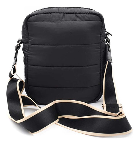 Bandolera Mujer Puffer Luna Bolso Cruzado Morral Moda Urbana Negro Puffer Níquel Negro