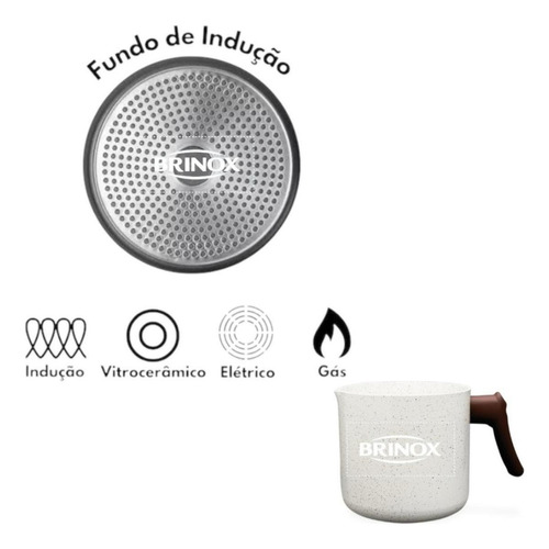 Leiteira Fervedor De Indução Brinox Ceramic Life 1,7l Ø14cm Cor Vanilla