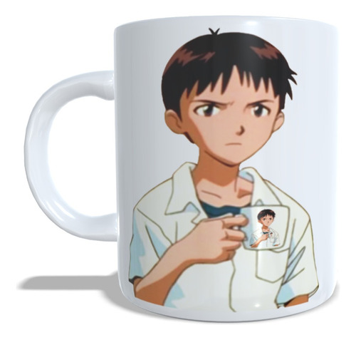 Caneca Shinji Ikari Evangelion Meme Divertida