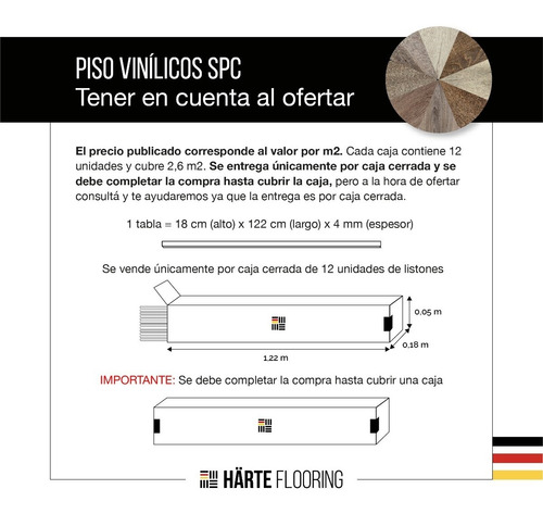 Imagen 3 de 10 de Piso Vinilico Click Spc 4mm 0.5wl X M2 Simil Madera
