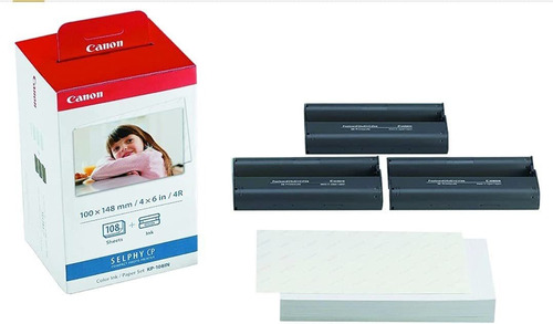 Canon Kp-108in 3 Color Ink Cassette And 108 Sheets 4 X 6 Pap