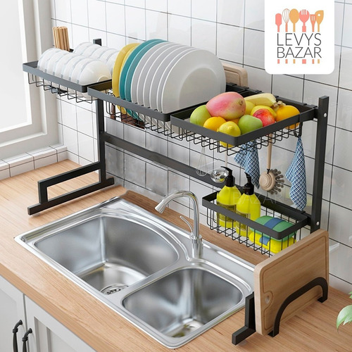 Imagen 9 de 9 de Escurridor Secaplatos Bacha Acero Inoxidable Grande 85cm