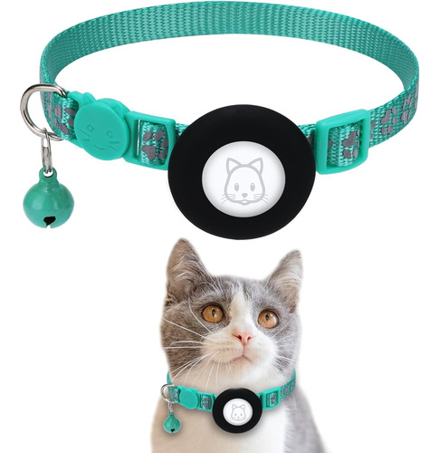 Collar Reflectante Con Soporte Airtag Anti Ahorque Para Gato