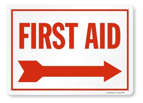 Smartsign  First Aid  Letrero Flecha Derecha 10  X 14 