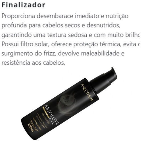 Kit Shampoo Mascara Final Óleo Absolute Aneethun Lançamento
