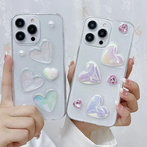 Capa Tpu Com Padrão 3d De Coração Para iPhone 16e