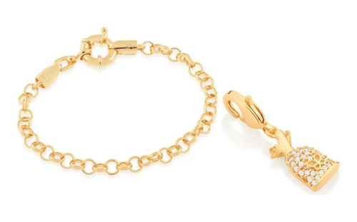 Pulseira Com Berloque Prosperidade Folheado Ouro Rommanel